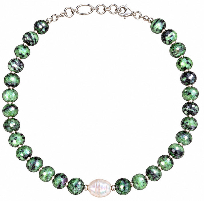 Ruby Zoisite & Pearl Choker Necklace