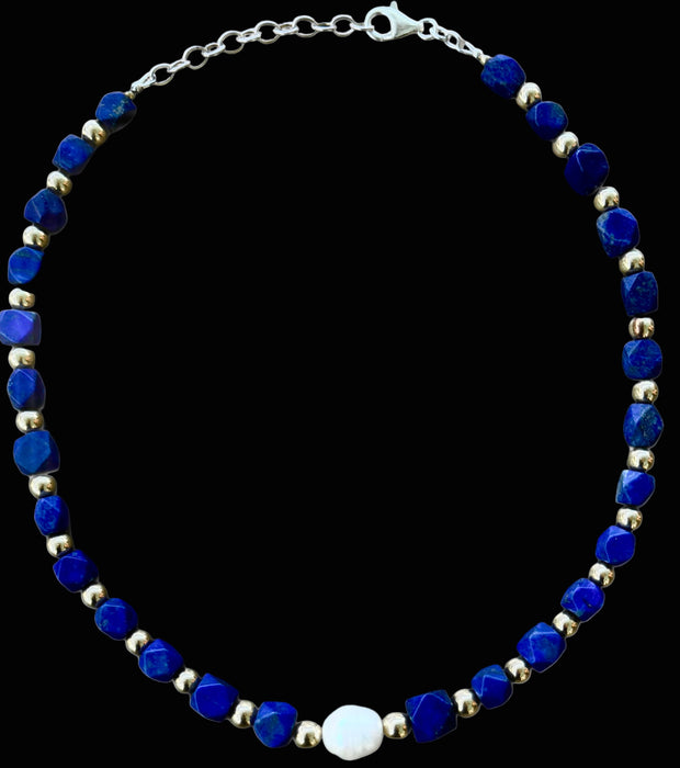 Lapis & Pearl Choker