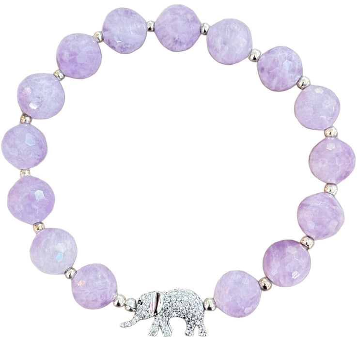 Cape Amethyst Bracelet w/ Silver CZ Elephant Charm