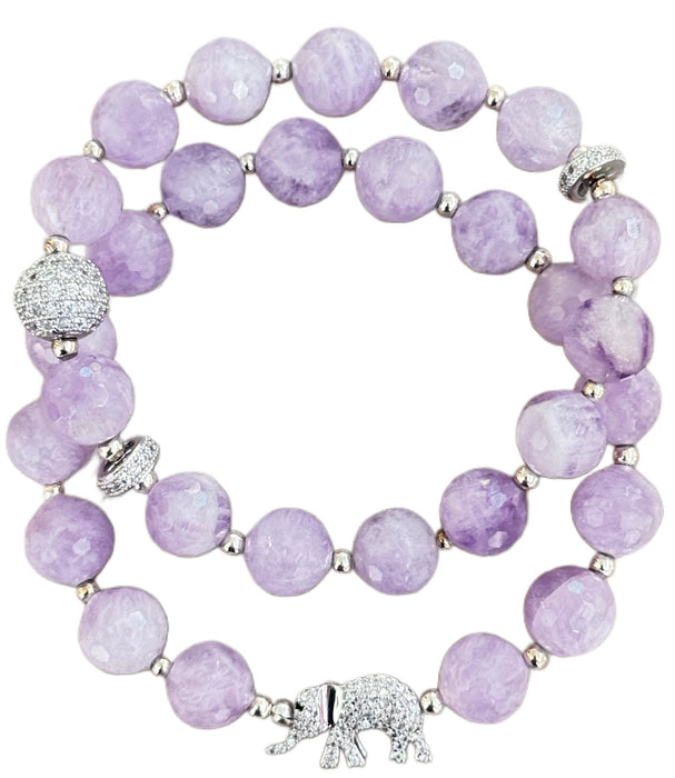 Cape Amethyst Bracelet w/ Silver CZ Beads