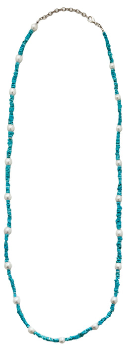 Turquoise & Pearl Wrap Necklace