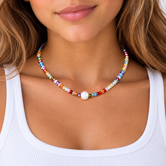 Sparkling Rainbow Choker Necklace
