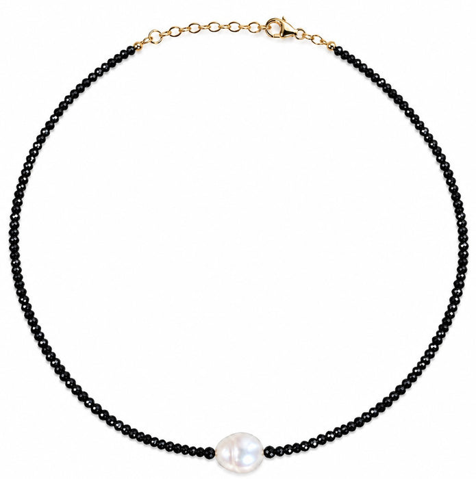 Sparkling Onyx & Pearl Choker Necklace