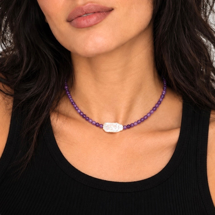 Mini Amethyst & Pearl Choker