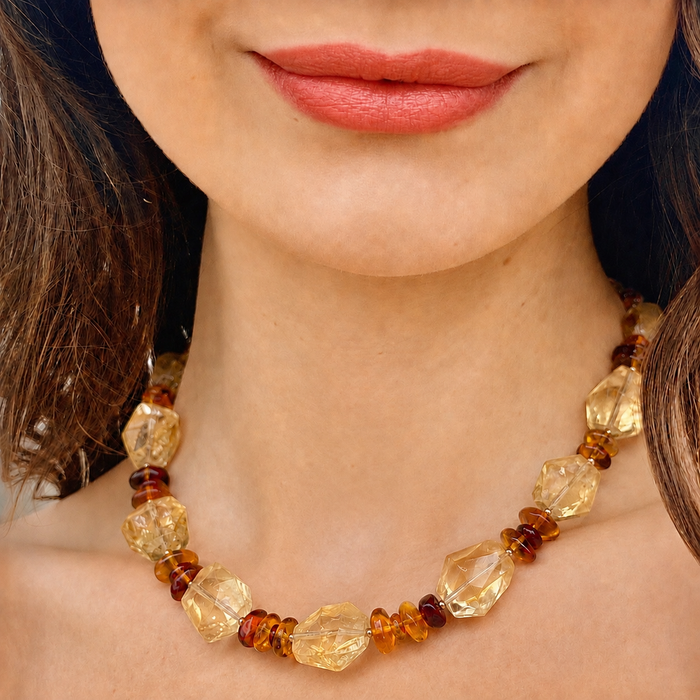 Amber & Citrine Short Necklace