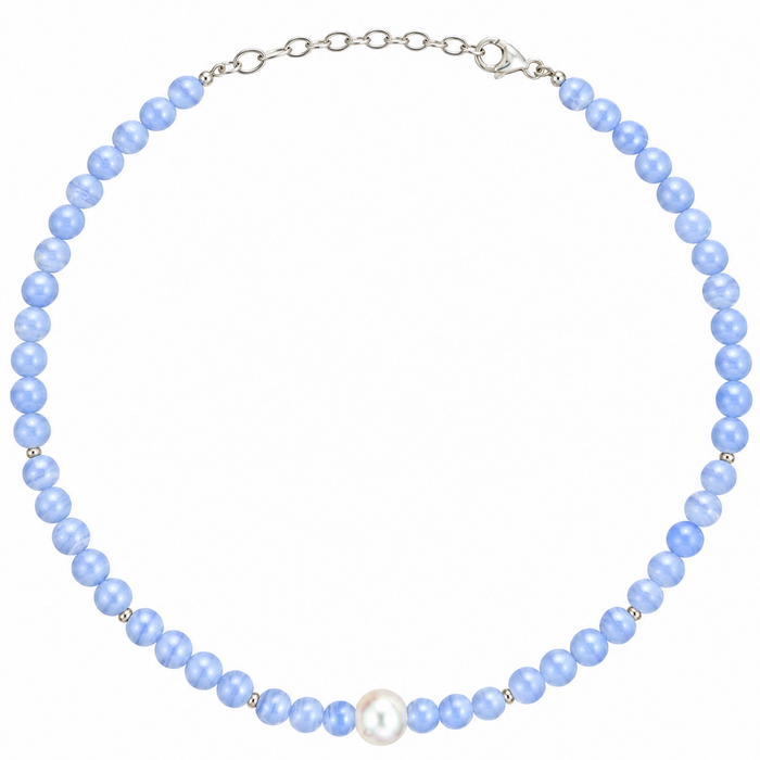 Lace Agate & Pearl Choker Necklace