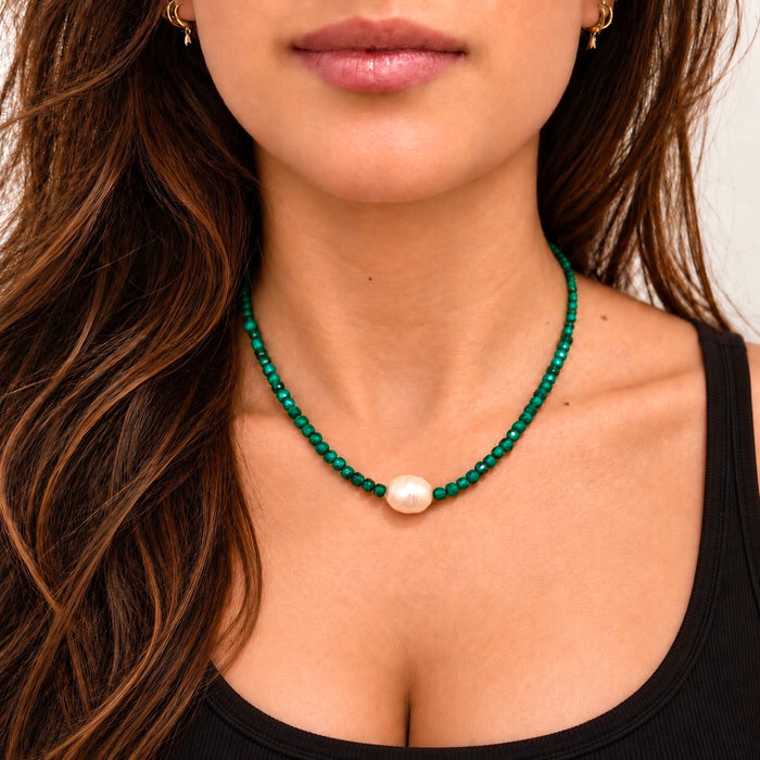 Malachite & Pearl Choker Necklace