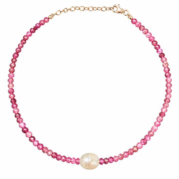 Pink Tourmaline & Pearl Necklace