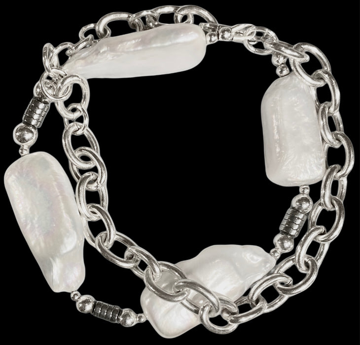 Marshmallow Pearl Wrap Bracelet