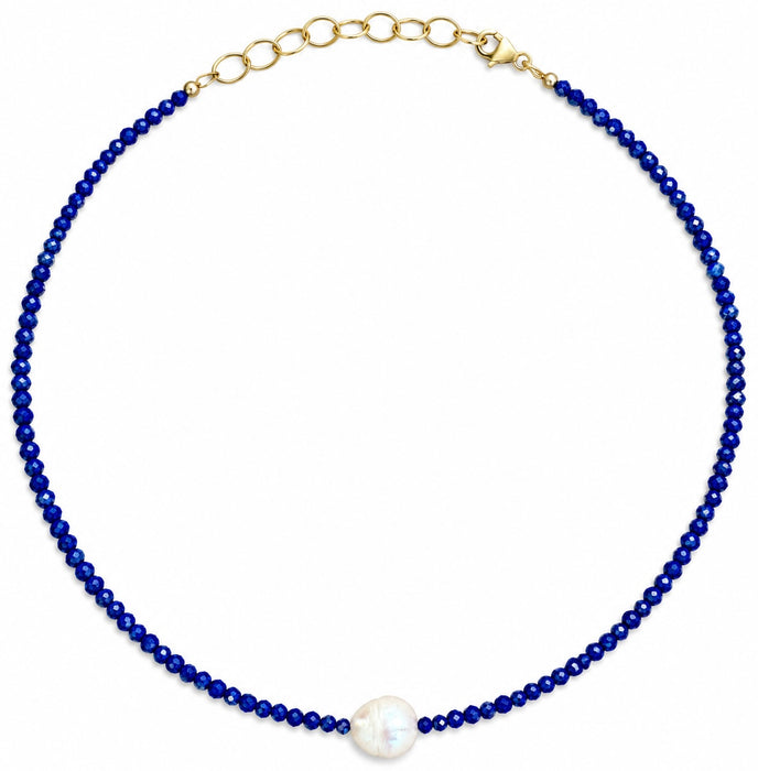 Mini Lapis & Pearl Choker Necklace