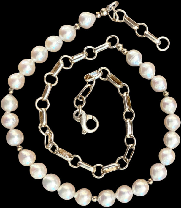 Essential Pearl Wrap Bracelet With Silver Chain