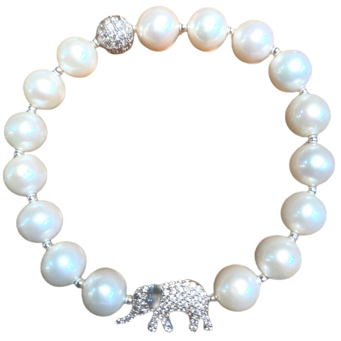 Pearl Bracelet With Silver Arnold The Elephant Charm