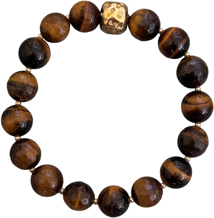 Tiger's Eye w/ Brass Bead Bracelet