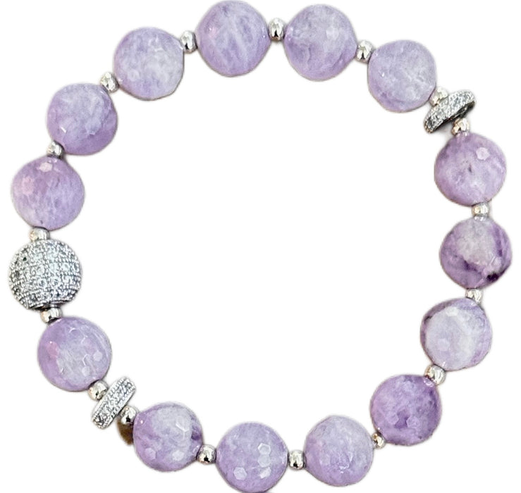 Cape Amethyst Bracelet w/ Silver CZ Beads