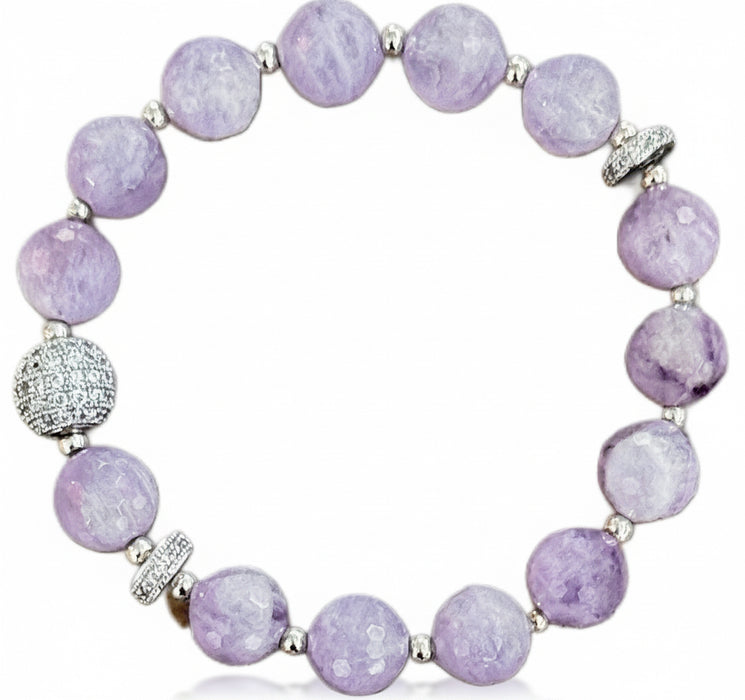 Cape Amethyst Bracelet w/ Silver CZ Beads