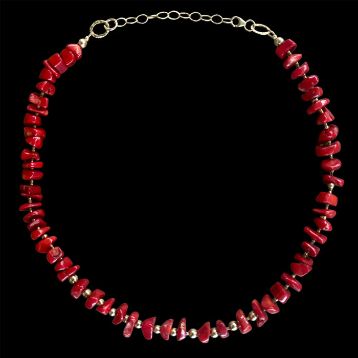 Coral & Gold Beaded Necklace