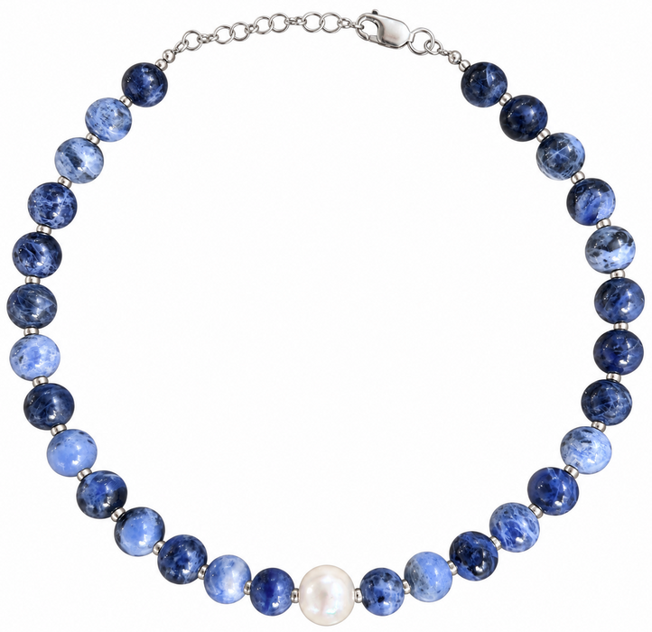 Denim & Pearl Short Necklace