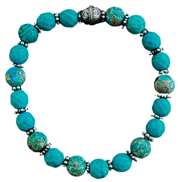 Turquoise & Silver Bead Bracelet