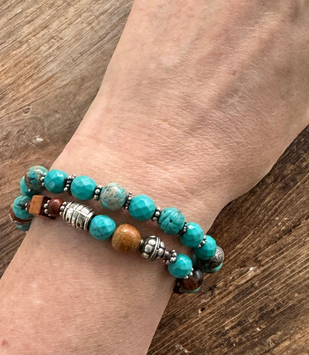 Turquoise & Silver Bead Bracelet