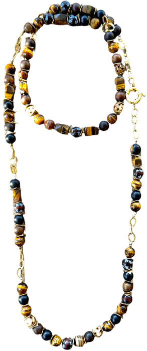 Tiger's Eye Asymmetrical Wrap Necklace