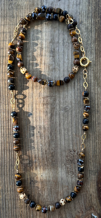 Tiger's Eye Asymmetrical Wrap Necklace