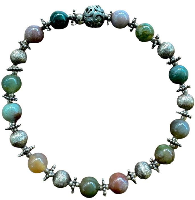 Jasper & Silver Beaded Bracelet