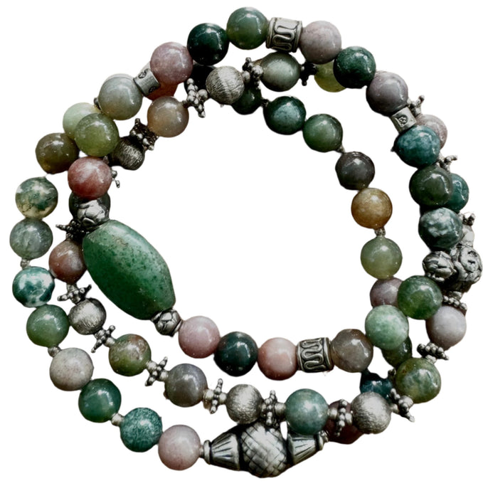 Jasper & Silver Beaded Bracelet