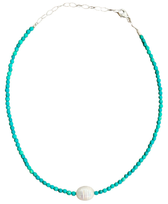 Turquoise & Pearl Choker