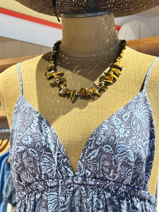 Tiger's Eye Fringe Collar Necklace