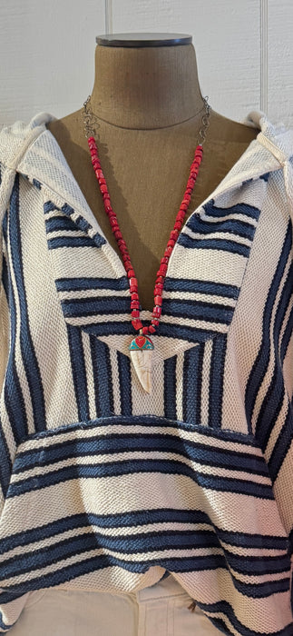 Coral & Horn Pendant Necklace