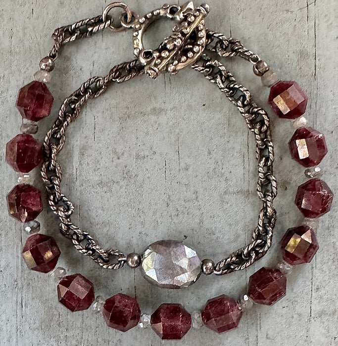 Garnet and Labradorite Wrap Bracelet