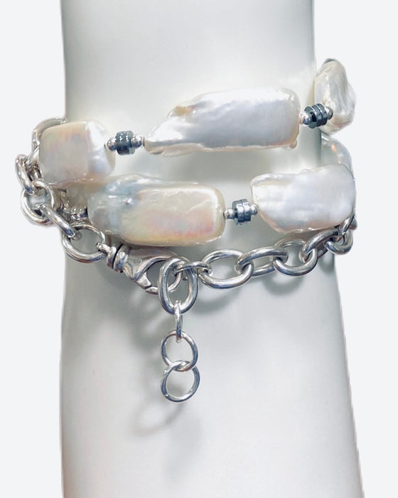 Marshmallow Pearl Wrap Bracelet
