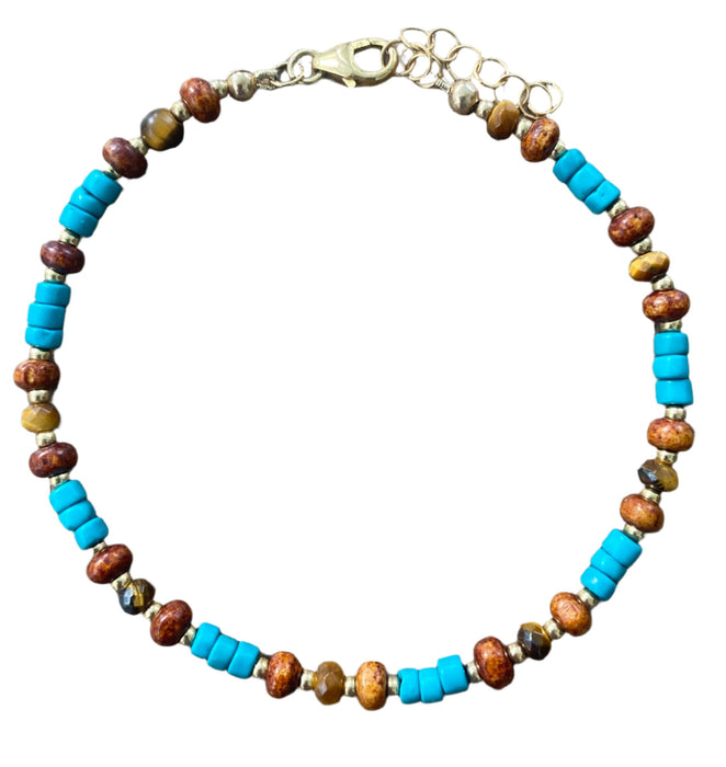 Turquoise & Wood Harvest Bracelet