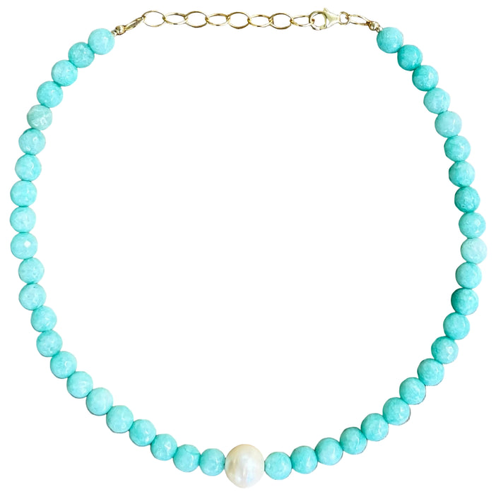 Apatite & Pearl Choker Necklace