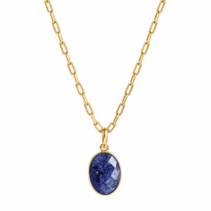 Iolite Czech Glass Pendant Necklace