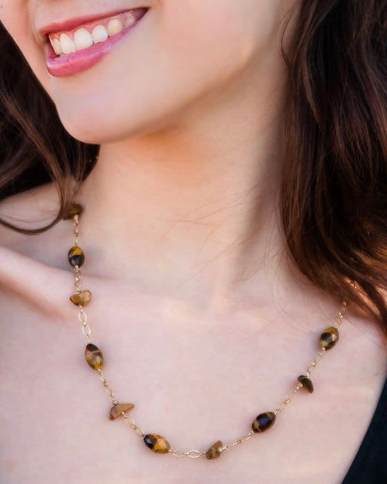 Tiger's Eye Station Necklace