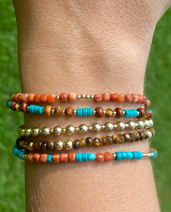 Turquoise & Wood Harvest Bracelet