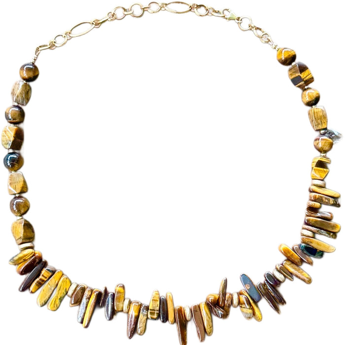 Tiger's Eye Fringe Collar Necklace