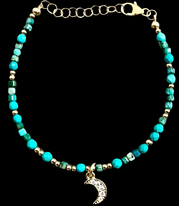 Turquoise Moon Charm Bracelet