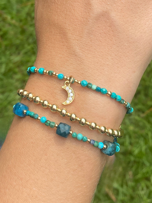 Turquoise Moon Charm Bracelet