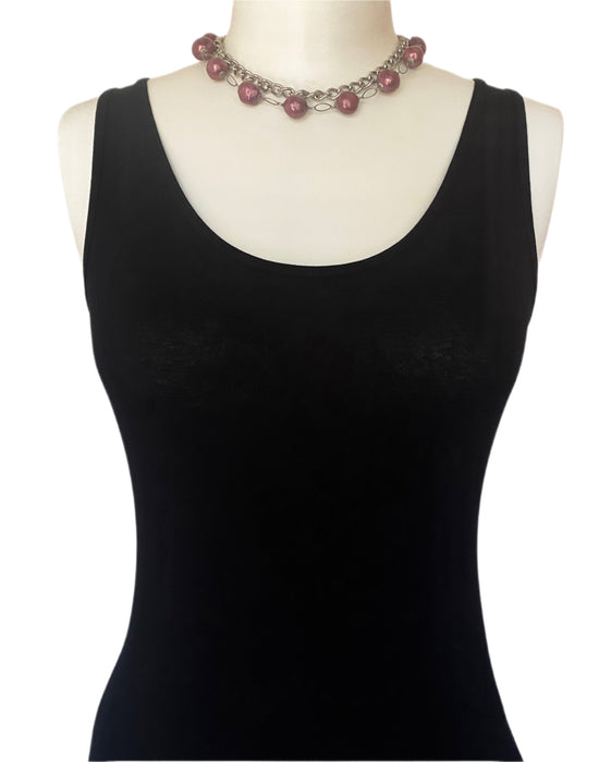 Burgundy Pearls & Leash Necklace