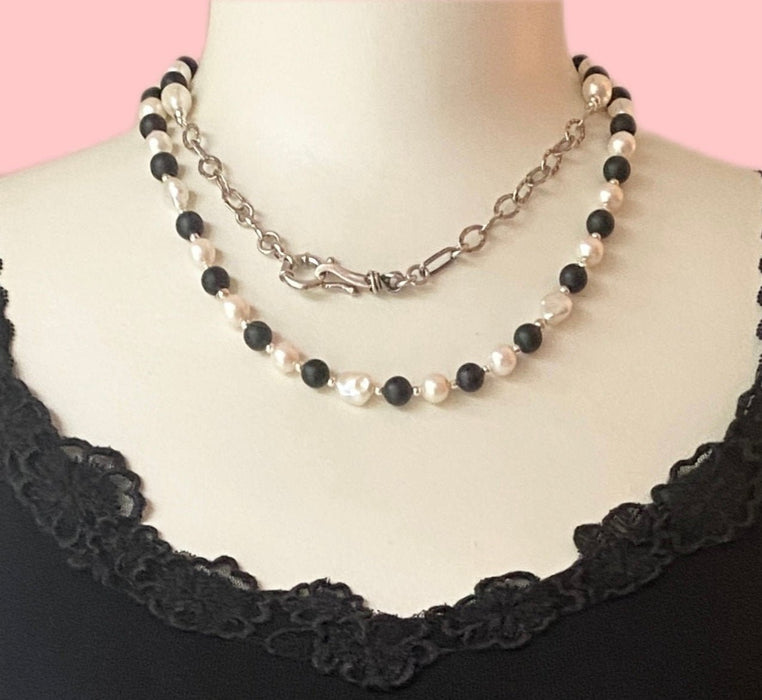 Onyx & Pearl Necklace