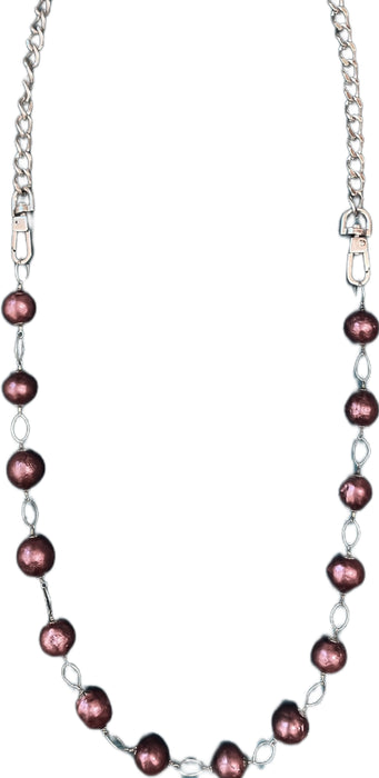 Burgundy Pearls & Leash Necklace