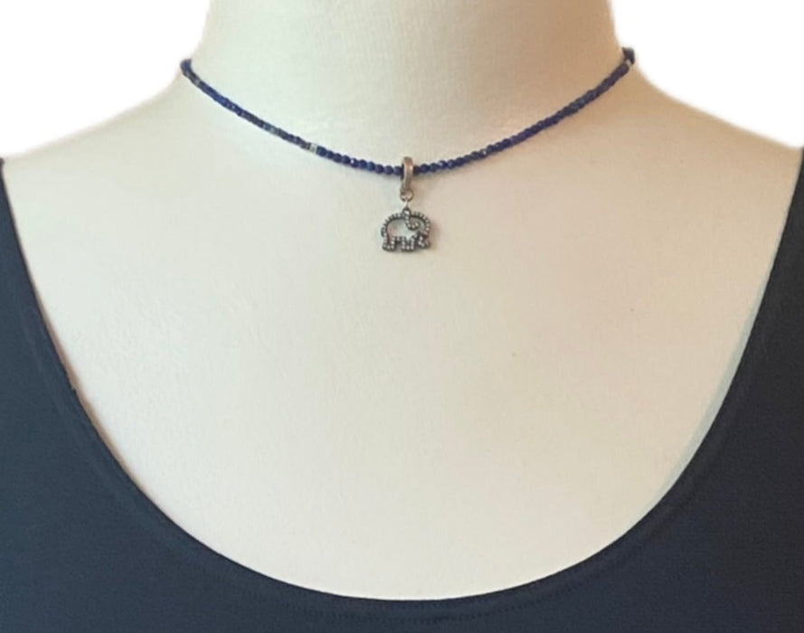 Lapis Necklace With Arnold The Elephant Charm