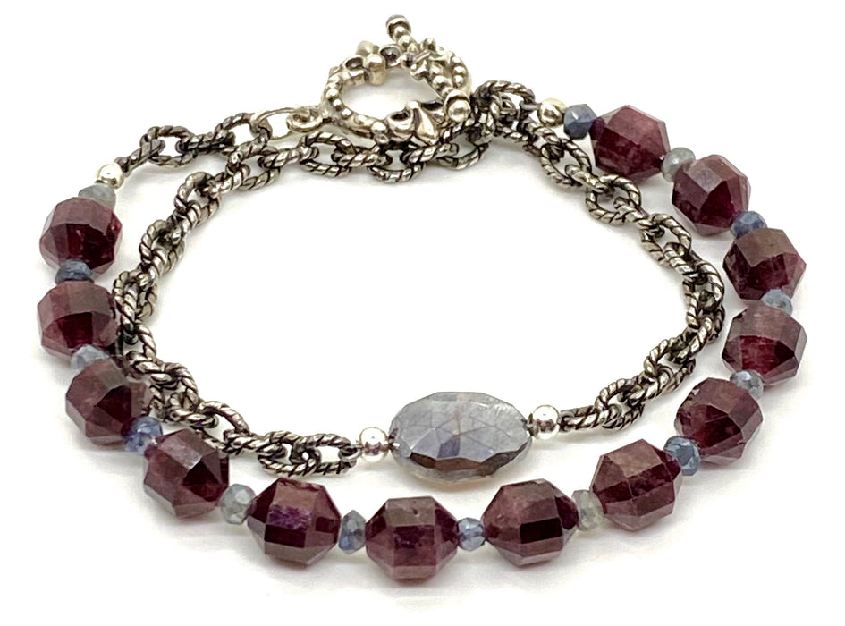 Garnet and Labradorite Wrap Bracelet