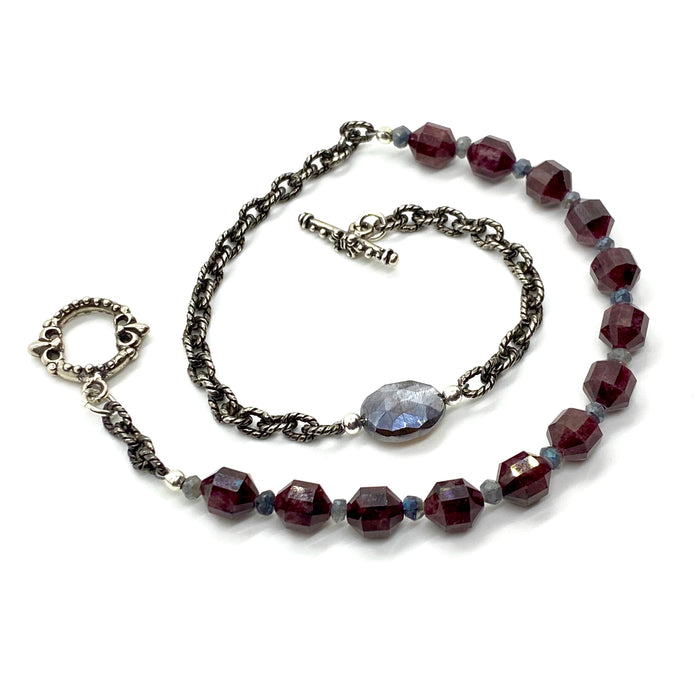 Garnet and Labradorite Wrap Bracelet