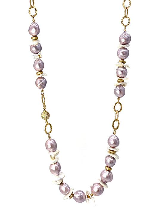 Lilac Pearl Wrap Necklace