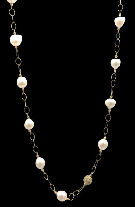 Ivory Pearl Wrap Necklace With Gold Chain