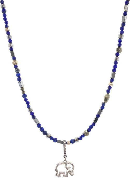 Lapis Necklace With Arnold The Elephant Charm