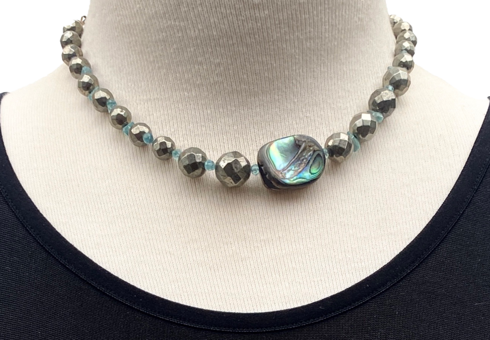 Pyrite & Abalone Choker Necklace